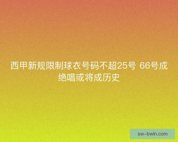 西甲新规限制球衣号码不超25号 66号成绝唱或将成历史 西甲新规限制球衣号码不超25号 66号成绝唱或将成历史