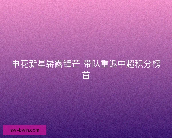 申花新星崭露锋芒 带队重返中超积分榜首